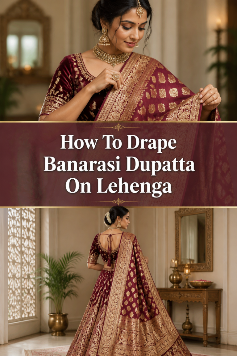 💃 How To Drape Banarasi Dupatta On Lehenga